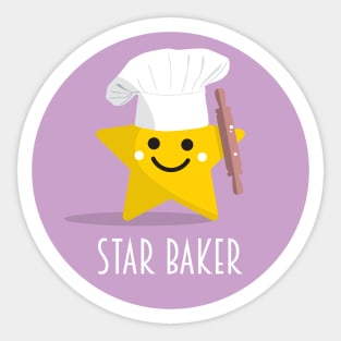 Cute Star Baker with Rolling Pin - Lilac Sticker